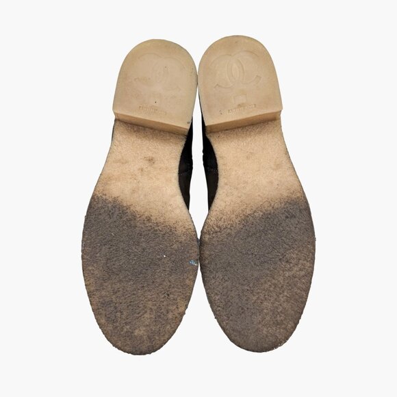 Chanel Turnlock CC Ankle Boots EU 39 US 8-8.5 Gray Suede Low Block Heel Bootie - Picture 11 of 15